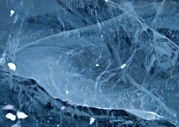 Ice - texture, frozen river, blue cracked ice