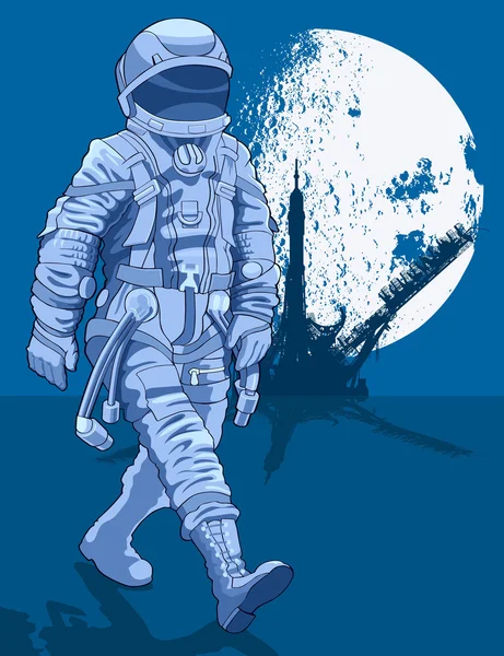 Космонавт ходит по поверхности — стоковый вектор