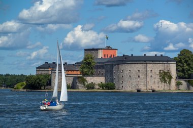 Vaxholm Fortress on Vaxholm island, part of the Stockholm archipelago,  Stockholm County, Sweden. clipart