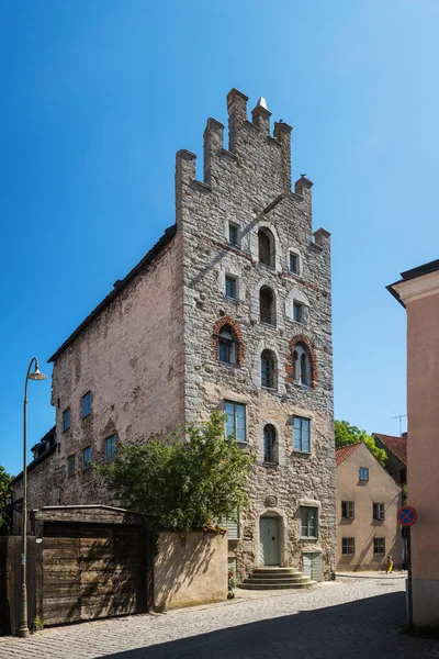 Stary dom w Visby, średniowieczne miasto na Wyspy Gotland, Szwecja — Zdjęcie stockowe