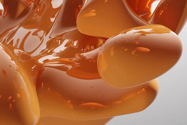 Abstract Orange Liquid Drops Splashing White Background Illustration Computer Generated — Stock Photo, Image