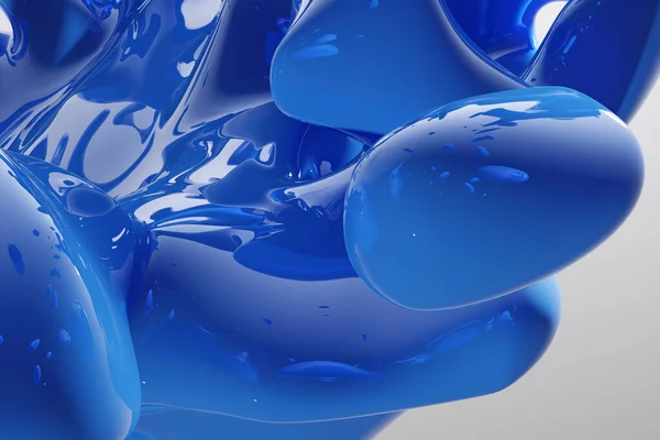 Abstract Blue Liquid Drops Splashing White Background Illustration Computer Generated — Stock Photo, Image