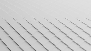 Soyut 3D bilgisayar, yer değiştiren ve dalgalanan beyaz küp veya karelerden oluşan bir desen oluşturdu