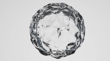 Su birikintisi beyaz arka planda izole edilmiş. Yakın plan. 3B CGI