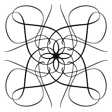 Vektör desensiz fayans. Mürekkeple çizilmiş bir dekoratif simetrik öge (dijital tasarım).