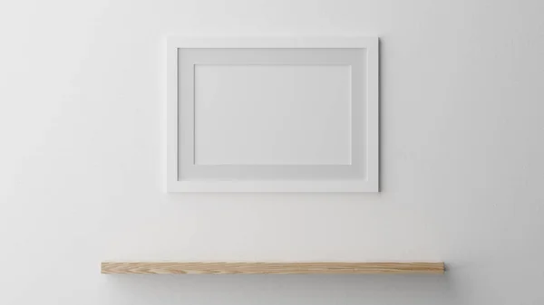 Poster Mockup White Wall White Frame Cgi Image Rendering Illustration — Stock Photo, Image