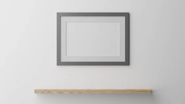 Poster Mockup White Wall Brown Red Frame Cgi Image Rendering — Stock Photo, Image