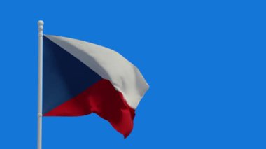 Çek Cumhuriyeti ulusal bayrağı, rüzgarda sallanıyor. 3D canlandırma, CGI animasyonu. 4K çözünürlüğündeki video.