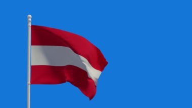 Avusturya Cumhuriyeti ulusal bayrağı, rüzgarda sallanıyor. 3D canlandırma, CGI animasyonu. 4K çözünürlüğündeki video.