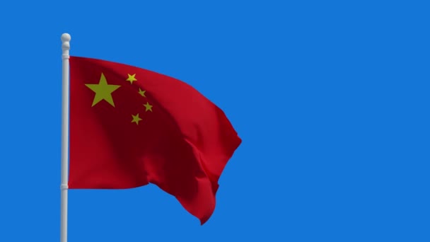 Λαϊκή Δημοκρατία Της Κίνας Εθνική Σημαία Κυματίζει Στον Άνεμο Απόδοση — Αρχείο Βίντεο