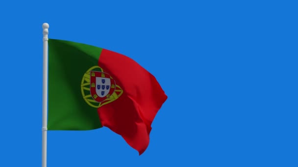 Bandera Nacional República Portuguesa Ondeando Viento Renderizado Animación Cgi Video — Vídeos de Stock