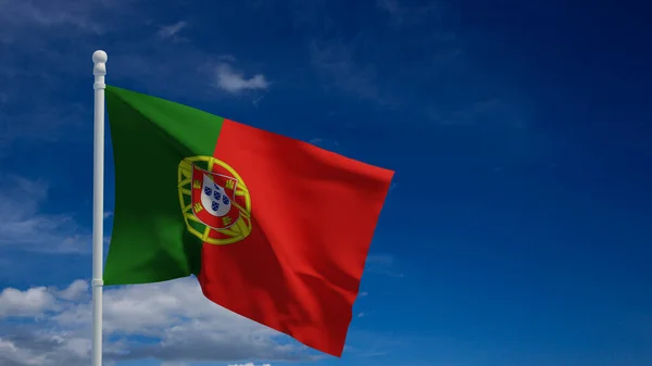 Portuguese Republic National Flag Waving Wind Rendering Cgi — Stock Photo, Image