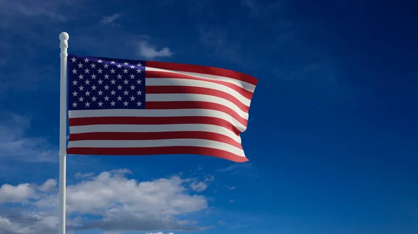 在风中飘扬的美利坚合众国国旗 3D渲染 Cgi — 图库照片