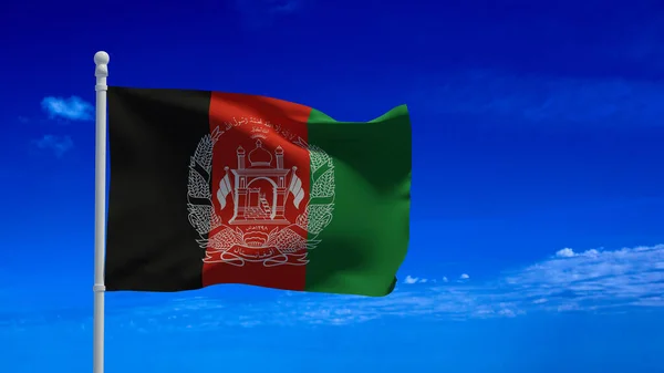 Afganistan Slam Cumhuriyeti Ulusal Bayrağı Rüzgarda Sallanıyor Görüntüleme Cgi — Stok fotoğraf