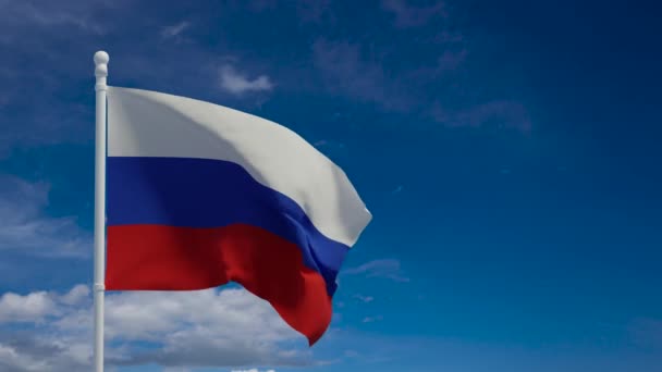 Nationale Vlag Van Russische Federatie Wapperend Wind Weergave Cgi Animatie — Stockvideo