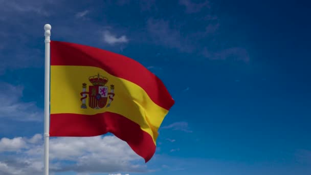 Bandera Nacional Del Reino España Ondeando Viento Renderizado Animación Cgi — Vídeos de Stock