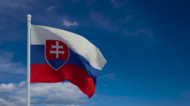 Bandera Nacional República Eslovaca Ondeando Viento Renderizado Animación Cgi Video — Vídeos de Stock