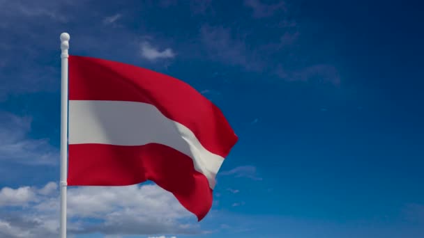 Bandera Nacional República Austria Ondeando Viento Renderizado Animación Cgi Video — Vídeos de Stock