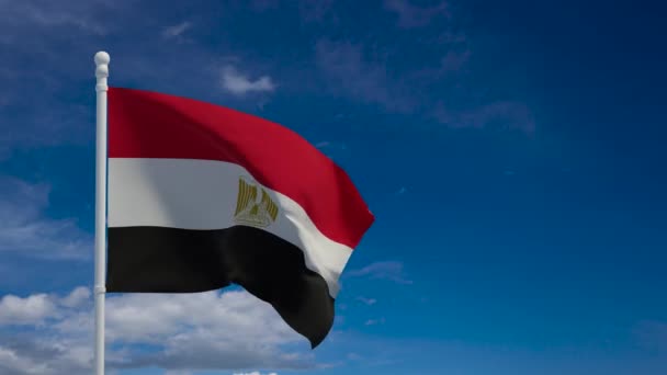 Egyptská Arabská Republika Státní Vlajka Vlnící Větru Vykreslování Cgi Animace — Stock video