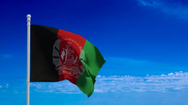 アフガニスタンのイスラム共和国国旗 風に手を振る 3Dレンダリング Cgiアニメーション 4K解像度のビデオ — ストック動画