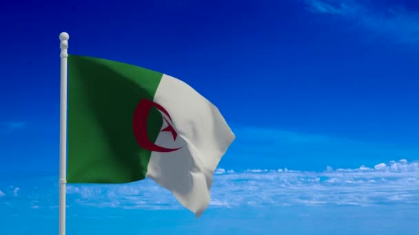 Die Nationalflagge Der Demokratischen Volksrepublik Algerien Weht Wind Darstellung Cgi — Stockvideo