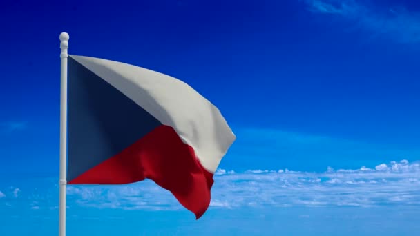 Τσεχική Δημοκρατία Εθνική Σημαία Κυματίζει Στον Άνεμο Απόδοση Cgi Animation — Αρχείο Βίντεο
