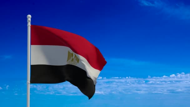 Bandera Nacional República Árabe Egipto Ondeando Viento Renderizado Animación Cgi — Vídeo de stock