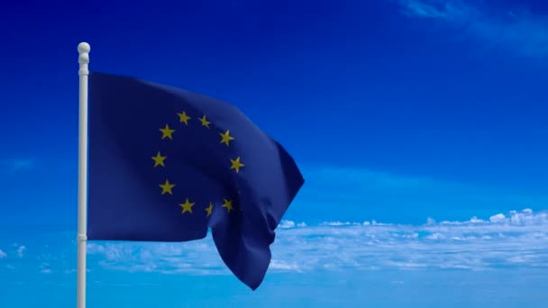 Bandiera Ufficiale Dell Unione Europea Sventola Nel Vento Rendering Animazione — Video Stock