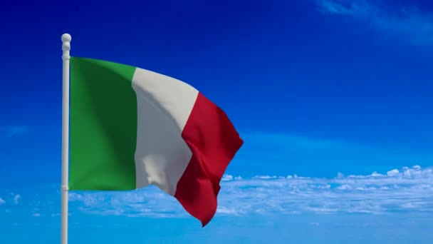 Italian National Flag Waving Wind Rendering Cgi Animation Video Resolution — Stock Video