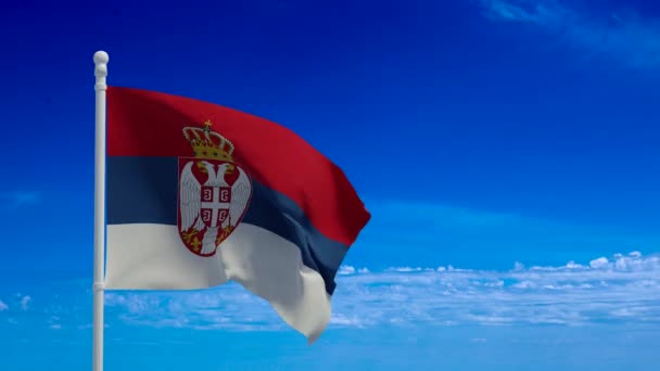 Servische Nationale Vlag Wapperend Wind Weergave Cgi Animatie Video Resolutie — Stockvideo