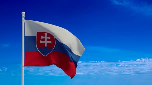 Εθνική Σημαία Της Σλοβακικής Δημοκρατίας Κυματίζει Στον Άνεμο Απόδοση Cgi — Αρχείο Βίντεο