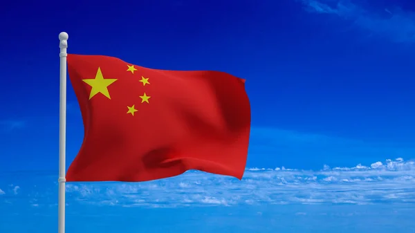 Die Nationalflagge Der Volksrepublik China Weht Wind Darstellung Cgi — Stockfoto