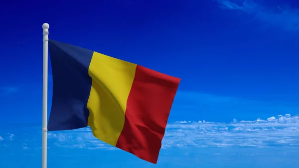 Bandeira Nacional Roménia Acenando Vento Renderização Cgi — Fotografia de Stock