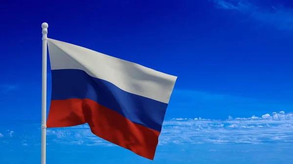 Rusya Federasyonu Ulusal Bayrağı Rüzgarda Sallanıyor Görüntüleme Cgi — Stok fotoğraf