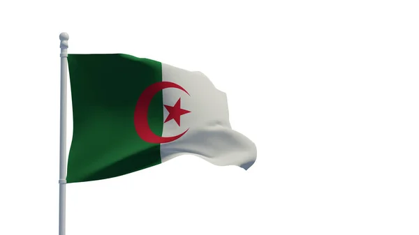 Algériai Demokratikus Köztársaság Nemzeti Zászlaja Lobogott Szélben Renderelés Cgi — Stock Fotó