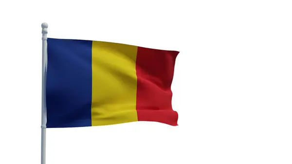 Romanya Ulusal Bayrağı Rüzgarda Sallanıyor Görüntüleme Cgi — Stok fotoğraf