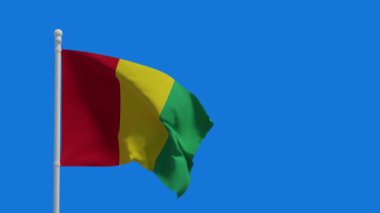 Gine Cumhuriyeti namı diğer Gine-Conakry ulusal bayrağı, rüzgarda sallanıyor. 3D canlandırma, CGI animasyonu. 4K çözünürlüğündeki video.
