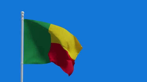 Republiek Benin Nationale Vlag Zwaaiend Wind Weergave Cgi Animatie Video — Stockvideo