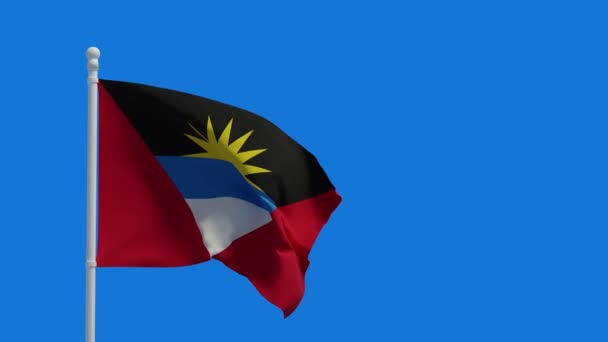 Antigua Dan Bendera Nasional Barbuda Melambai Lambaikan Angin Rendering Animasi — Stok Video