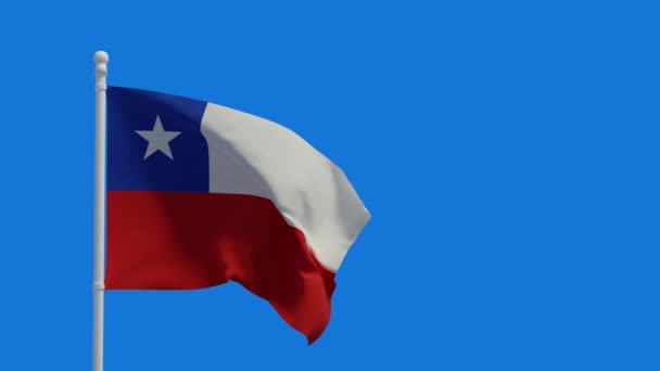 Εθνική Σημαία Της Δημοκρατίας Της Χιλής Κυματίζει Στον Άνεμο Απόδοση — Αρχείο Βίντεο