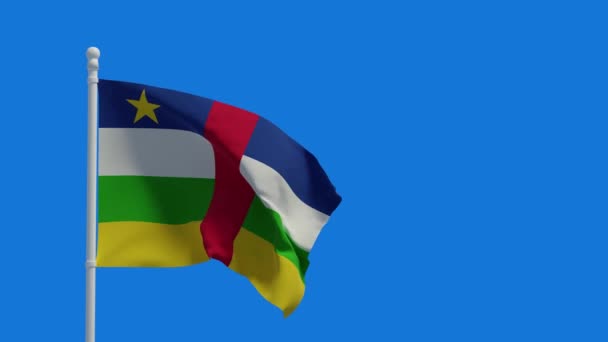 Bendera Nasional Republik Afrika Tengah Melambai Dalam Angin Rendering Animasi — Stok Video