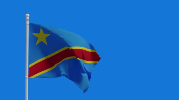 Democratische Republiek Congo Ook Bekend Als Congo Kinshasa Nationale Vlag — Stockvideo