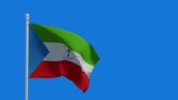 Bandeira Nacional República Guiné Equatorial Acenando Vento Renderização Animação Cgi — Vídeo de Stock