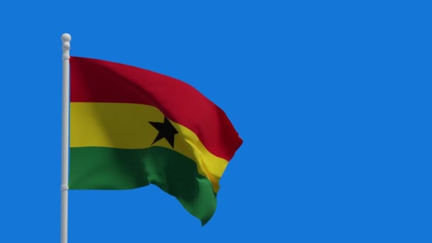 Bandiera Nazionale Della Repubblica Del Ghana Sventola Nel Vento Rendering — Video Stock