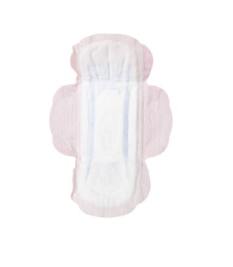 Beyaz arka planda kadınsı bir daire. Regl için hijyen ürünü.