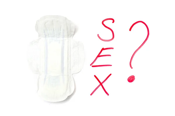 Секс Менструация Женская Гигиеническая Салфетка Секс Сомнительны Белом Фоне Изолированы — стоковое фото