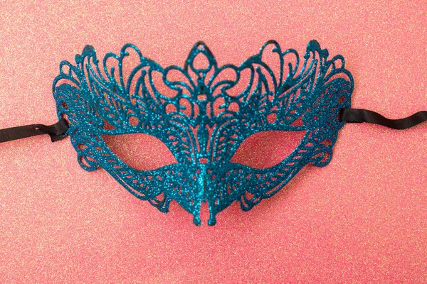 Female Carnival Mask Red Background Mystery Incognito Seduction Concept — Stock Photo, Image