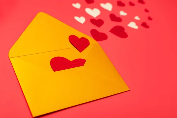 Serca Koperty Pojęcie Listu Miłosnego Pozdrowienia Walentynkowe — Zdjęcie stockowe