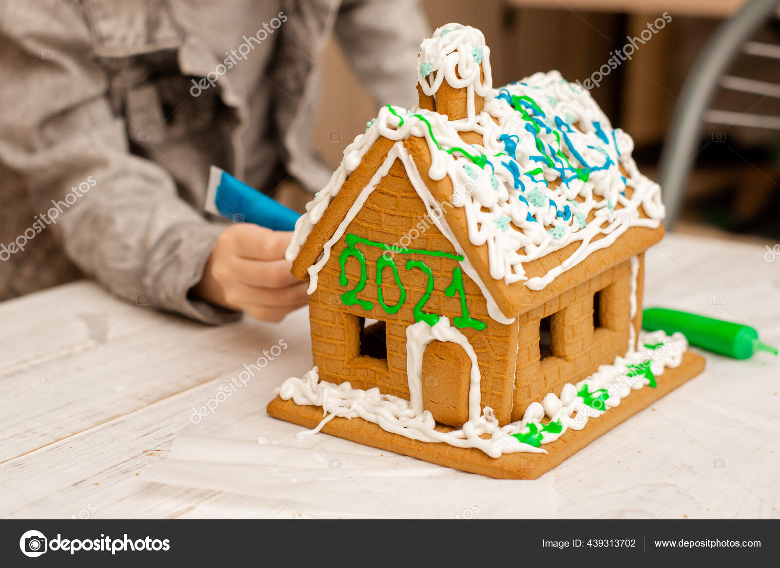 Gingerbread House Numbers 2021 Preparing New Year Christmas Stock Photo