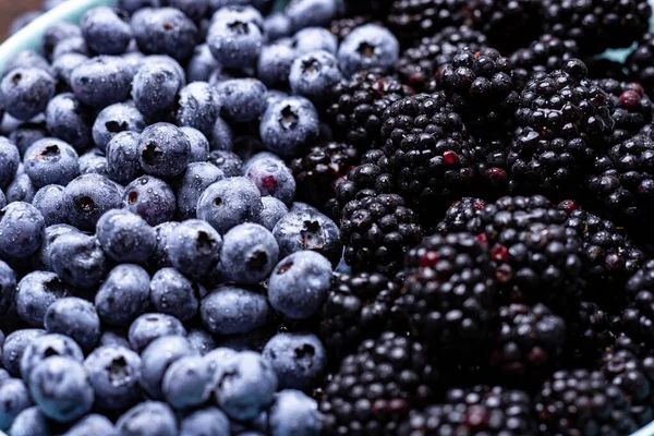 Blueberries Blackberries Close Fruit Berry Background — Stock Photo, Image